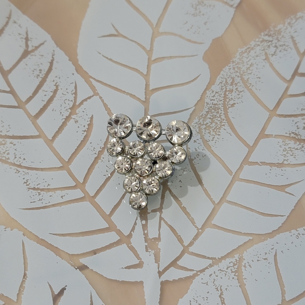 Vintage Art Deco Sparkly Pin Brooch Silver Tone Rhinestones